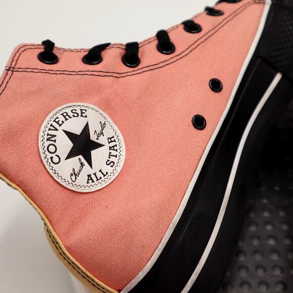 Converse CTAS Womens Platform Hi Top Shoes Size 8.5 Pink Red Black Sneakers - Picture 11 of 16